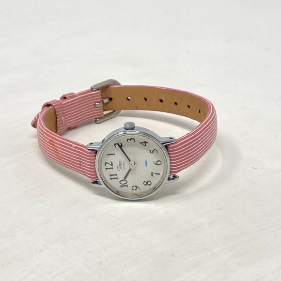 Vtg Timex Easy Reader Watch Women 23mm Silver Tone Pink Band WR New Battery 1994 - Picture 13 of 16